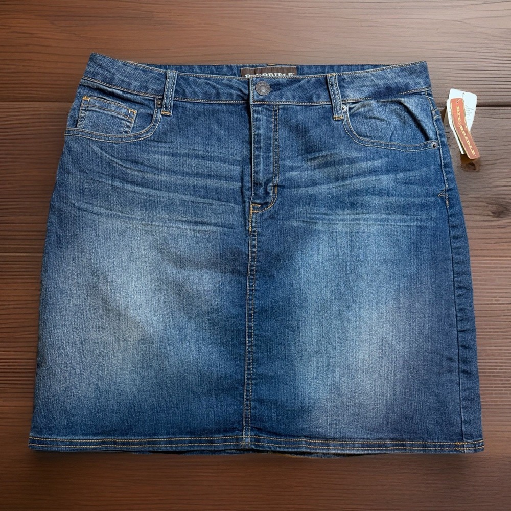 NWT Bit & Bridle Denim Jean Skirt Women's Size 12 Stretch Country Cute Cowgirl